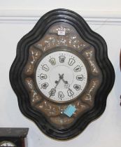 A 19th century French vineyard wall clock having a convex enamelled dial with Roman numeral