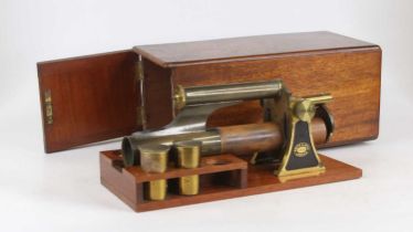 An early 20th century Smith & Beck of London lacquered brass sectional/folding type monocular