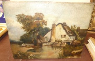 M.W. Shepheard - Riverside cottage, oil on canvas, signed and dated 1893 verso, 35 x 45cm (