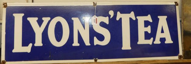 An enamel advertising sign for Lyons Tea, 91 x 30cm