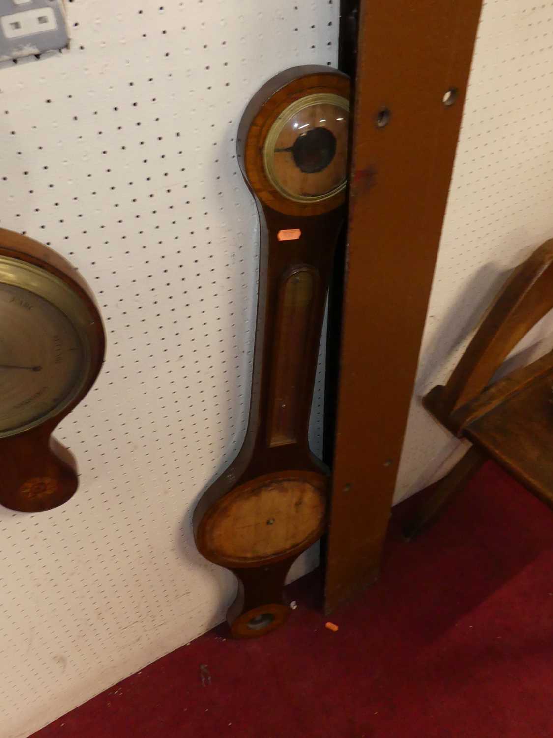 Two 19th century mahogany and inlaid wheel barometers; together with an incomplete wheel - Image 5 of 5