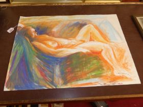 Laurence (contemporary) - Reclining nude, watercolour (unframed), 56 x 76cm