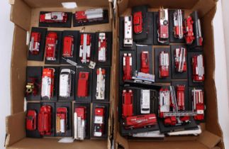 A large collection of Del Prado 1/43rd scale fire engines, with specific examples including a 1939