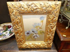 20th century school - Wildflowers, oil on canvas, in modern Japanese influenced frame, 29 x 19cm