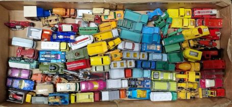 A tray of Matchbox Lesney 1-75 miniatures, with examples including No. 31 Ford Station Wagon, No. 46