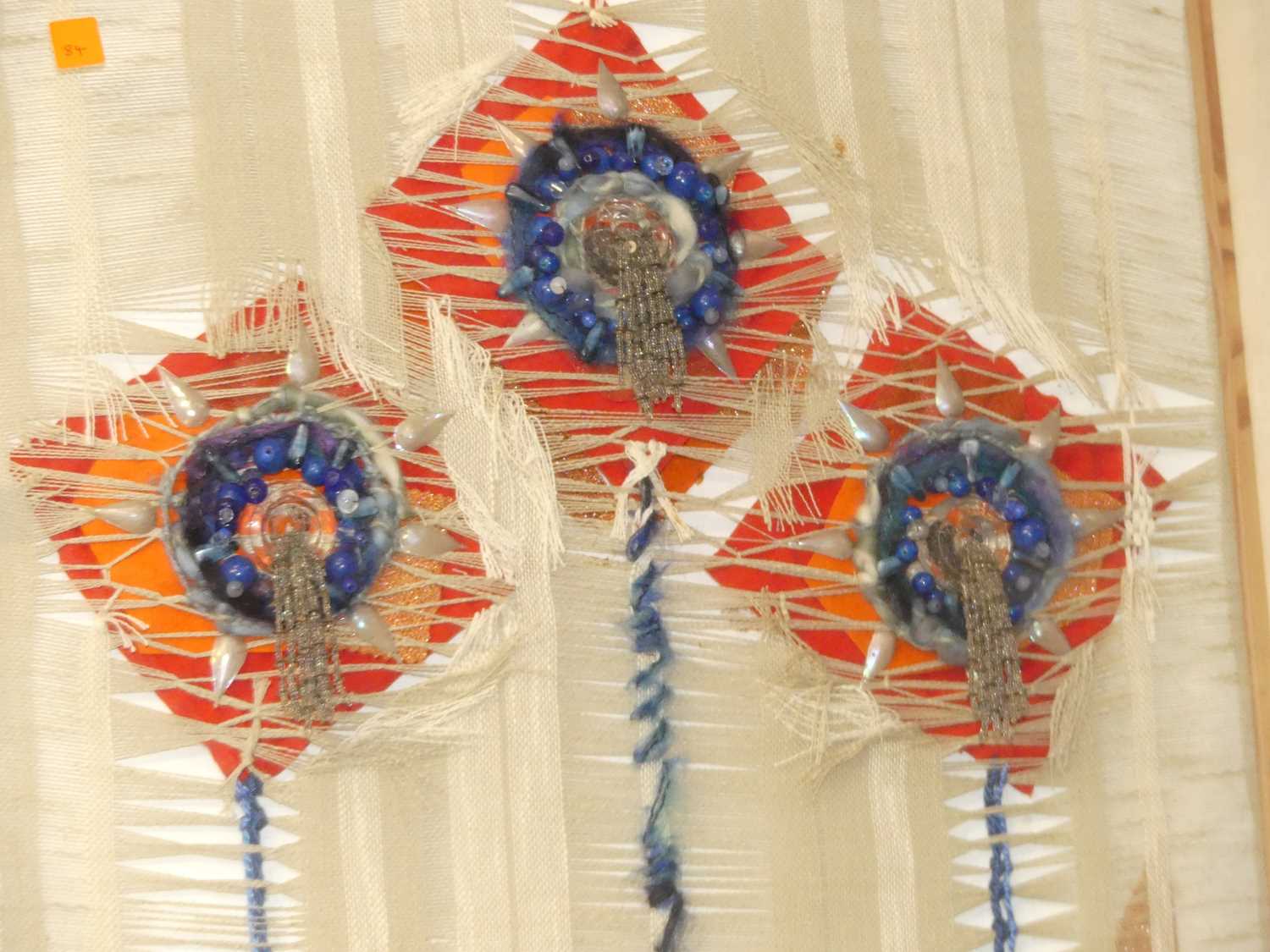 Sunny Sandeman-Allen - Three flowers, mixed media with textiles and glass beads, 72 x 54cm, in - Image 2 of 3