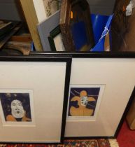 Assorted pictures and prints to include limited edition satirical portraits, wall mirror etc