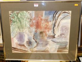 Peter Campbell - Still life, watercolour wash, signed lower right, 38 x 50cm