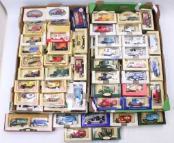 2 trays containing a collection of Lledo Days Gone diecasts, with examples including a Ford Model