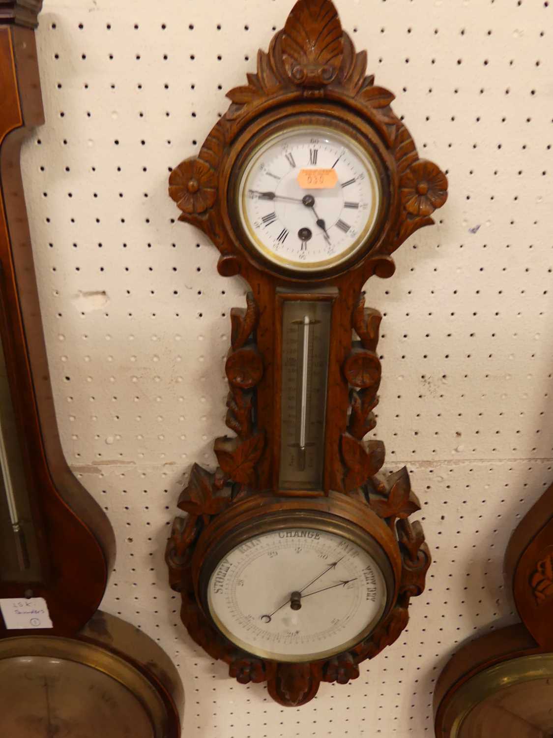 Two 19th century mahogany and inlaid wheel barometers; together with an incomplete wheel - Image 3 of 5