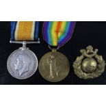 A WW I British War and Victory pair, naming 20019. PTE. S.G. RAISON. R.M.L.I., together with a Royal