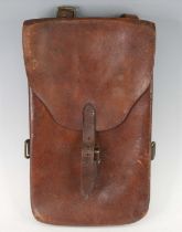 A WW II dispatch riders / map case, of brown stitched leather construction with brass fittings,
