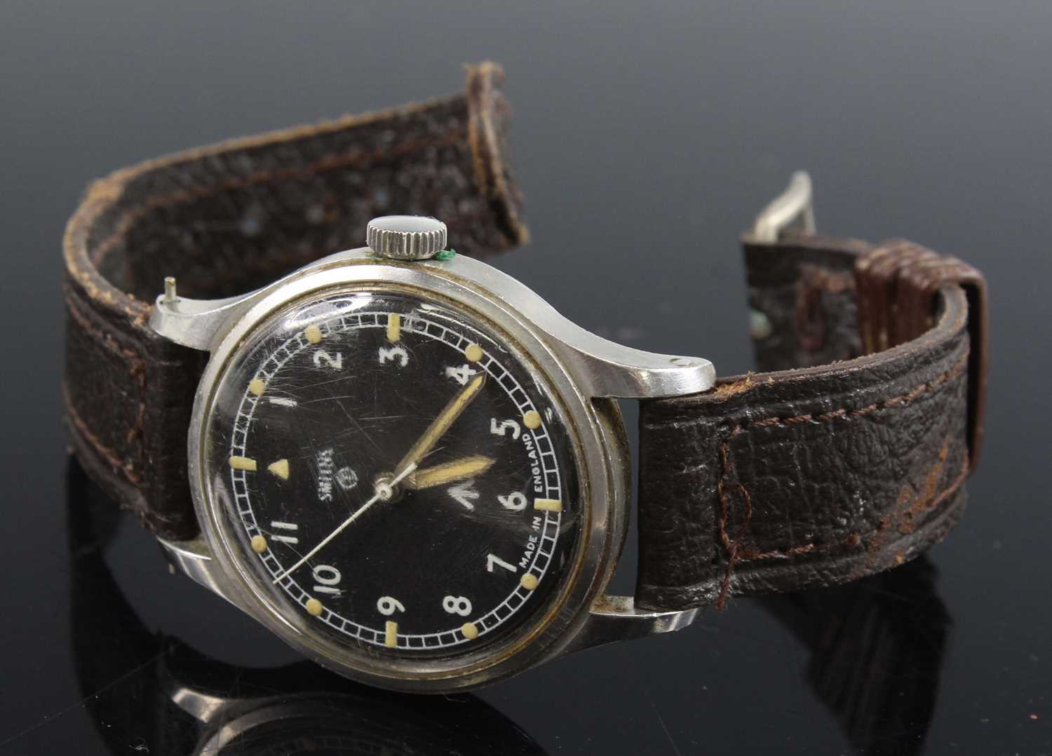 A 1960's Smiths British Military Issue gentleman's wristwatch, having a signed black enamel dial - Image 2 of 4
