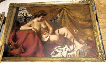 H Bird - Reclining nude, oil on canvas, signed lower left, 80 x 120cm