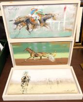 Con Campbell - Horse with gig, oil on board, signed lower right, 22 x 45cm; together with two