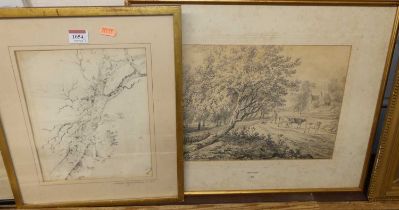 Attributed to William Henry Crome - Woodland trees, pencil drawing, signed lower right, 26 x 21cm;