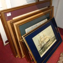 A collection of assorted topographical maritime prints, lacquered tray etc (8)