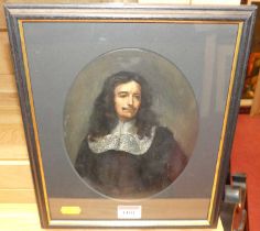 18th century English school - half-length portrait of a gentleman wearing a silk collar, oil, framed