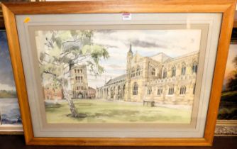 Peter Wagon - The Great Churchyard, Bury St Edmunds, watercolour, signed and dated 1970 lower right,