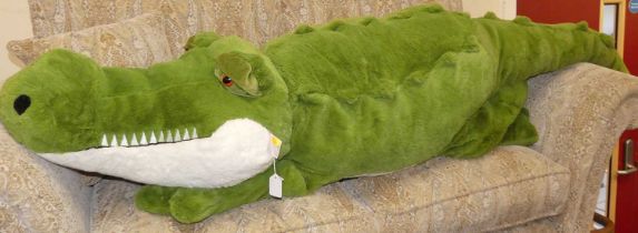 A large soft toy crocodile, approx length 180cm