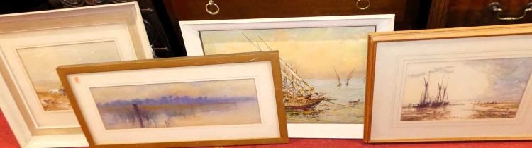 Drew Sutton - Morning, Pin Mill, watercolour, signed and dated '14 lower right, 23 x 33cm;