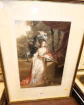 Clifford R James - full-length portrait of a society lady, colour mezzotint, signed in pencil to the