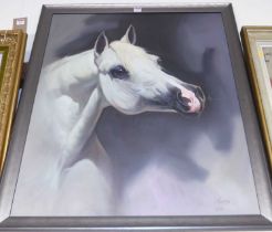 Bahrainian contemporary school - An Arab stallion, oil on canvas, signed and dated 2001 lower right,