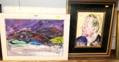 Lay - Untitled, oil on board, signed lower right, 29 x 43cm; and one other being Justin Jones -