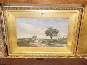 Albert Hartland - A bleak river landscape, watercolour, signed and dated 1875 lower right, 27 x 45cm