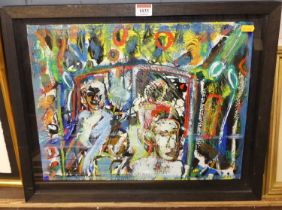 Contemporary school - Untitled, oil on canvas, 35 x 45cm, housed in a glazed boxed frame