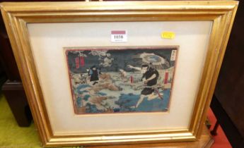 Early 20th century Japanese woodblock print, signed and with studio seal, 17 x 23cm