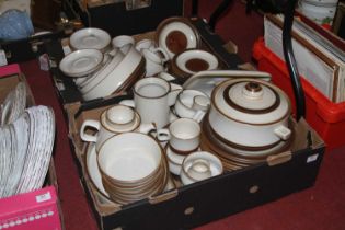 A Denby white and brown glazed stoneware tea and dinner service