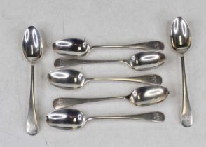 A set of seven George V silver teaspoons in the Old English pattern, 3.2oz, Sheffield 1918
