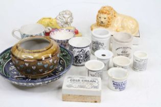 Mixed ceramics to include Victorian ointment jars
