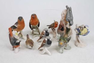 A collection of W. Goebel china bird ornaments, to include robins, blue-titmouse and firecrest (10);