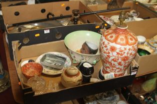 A collection of mixed ceramics, to include a Chinese Nanking type crackle glazed ginger jar and a