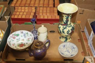 Mixed ceramics, to include a Chinese blue and gilt porcelain globular teapot, and a Canton type