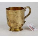 A Victorian silver gilt christening mug, with engraved armorial, maker Garrards, London 1869, 7oz,