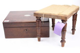 A 19th century rosewood writing slope, width 30cm, together with a mahogany foot stool (2)