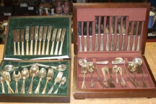 An oak cased canteen and contents, containing a six-place setting in the beaded Old English