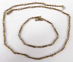 A modern 9ct gold fancylink necklace, 46cm; together with a matching bracelet, 19cm, gross weight