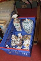 A collection of mixed ceramics, to include a Chinese Canton porcelain ginger jar, and a Chinese blue