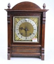 A Winterhalder & Hofmeier oak cased bracket clock, retailed by Marsh & Co. of Birmingham, having a