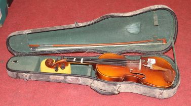 A Skylark student's violin, cased