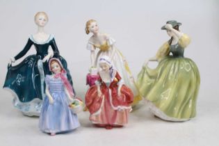 A collection of five Royal Doulton figures of ladies, to include 'Happy Birthday', 'Wendy', 'Goody