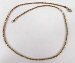 A modern 9ct gold ropetwist necklace, 9.1g, length 46.5cm