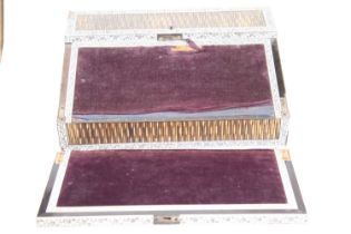 A 19th century Anglo-Indian porcupine quill and ivory writing slope, having trailing floral