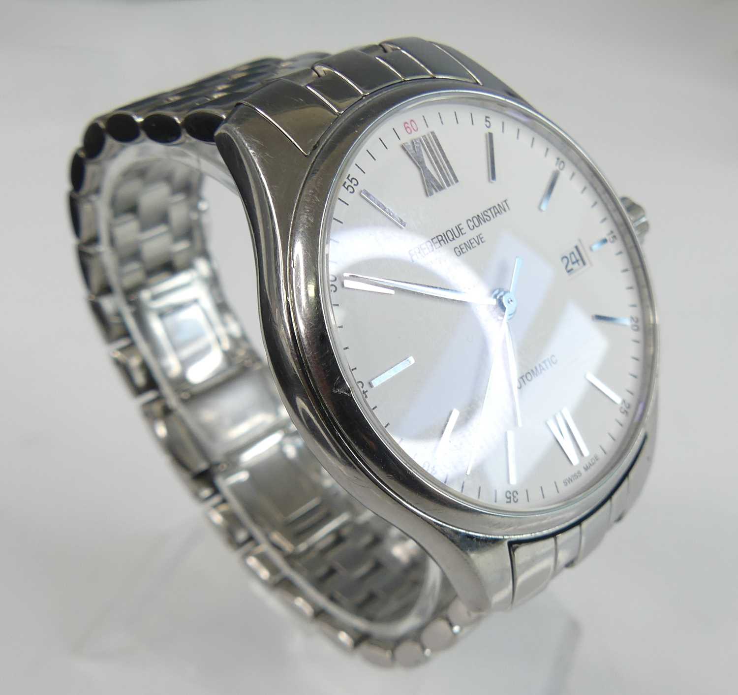 Frederique Constant of Geneve - a gent's steel cased automatic wristwatch, having a signed white - Image 3 of 6