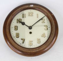 A circa 1930s Smiths beechwood cased kitchen clock, having reverse painted glass dial and eight-
