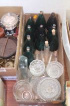 A collection of glass ware to include Clarks Cricklights Fairy Light Spaces green glass bottles etc